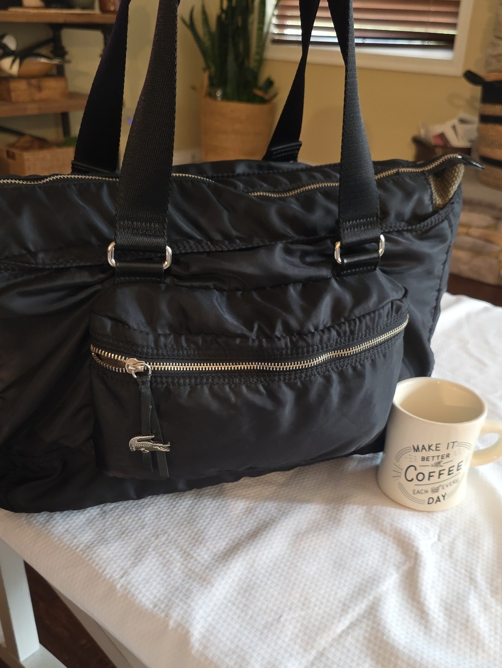 LACOSTE nylon large tote purse!